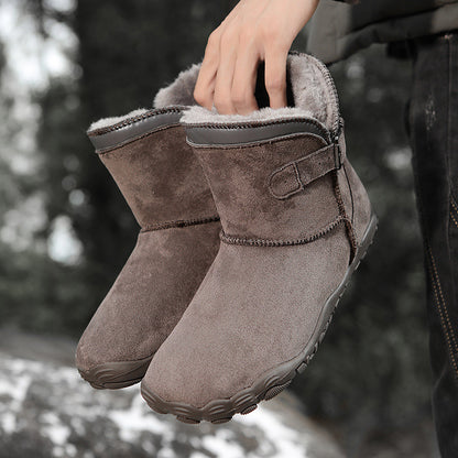 Fleece-lined winter hiking boots with rubber sole