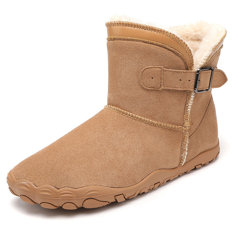 Fleece-lined winter hiking boots with rubber sole