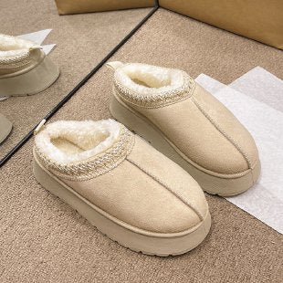 Fleece-Lined Womens Snow Boots with Thick Rubber Sole