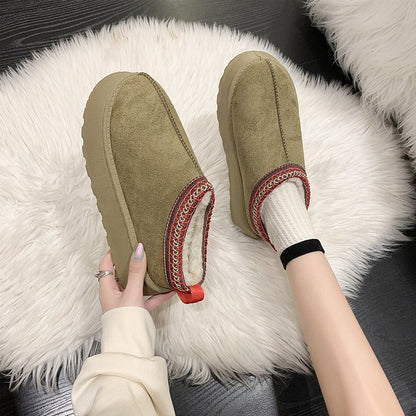 Fleece-Lined Womens Snow Boots with Thick Rubber Sole