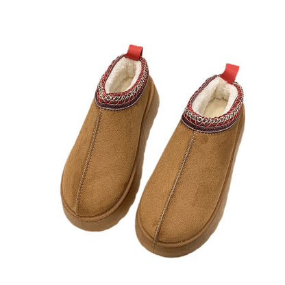 Fleece-Lined Womens Snow Boots with Thick Rubber Sole