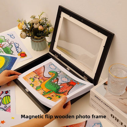 Flip cover magnetic picture frame