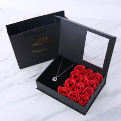 Necklace flip empty box flower red
