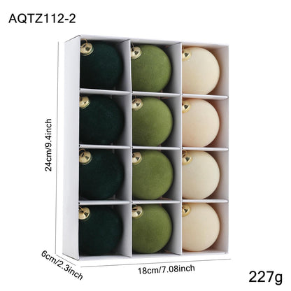 Flocked Christmas Ball Ornament Set
