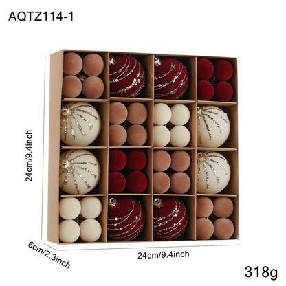 Flocked Christmas Ball Ornament Set