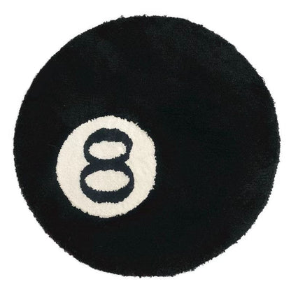 Flocked round black 8-digit carpet