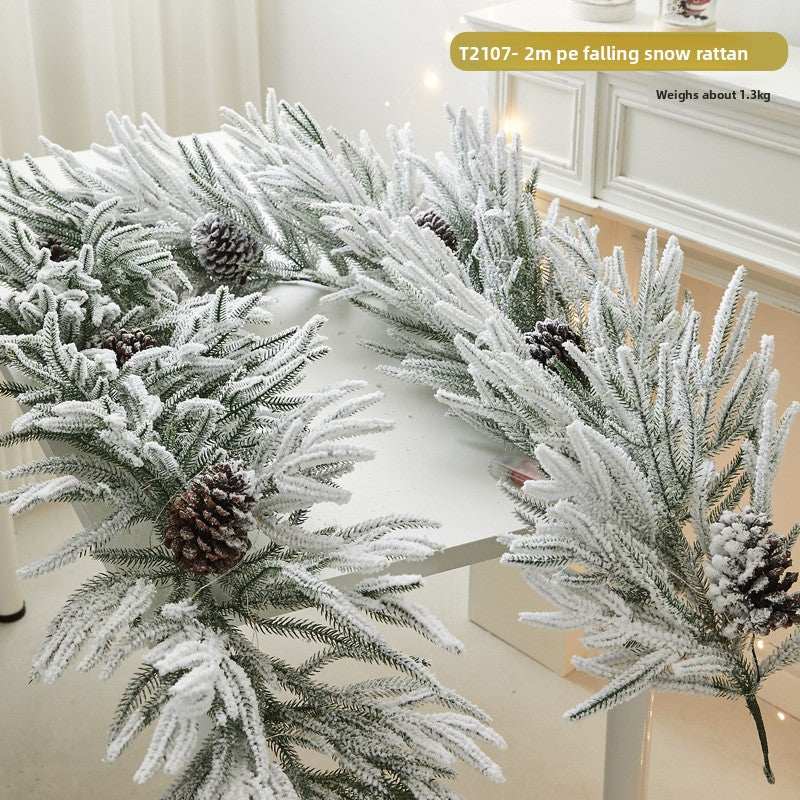 Flocked snowflake vine branches