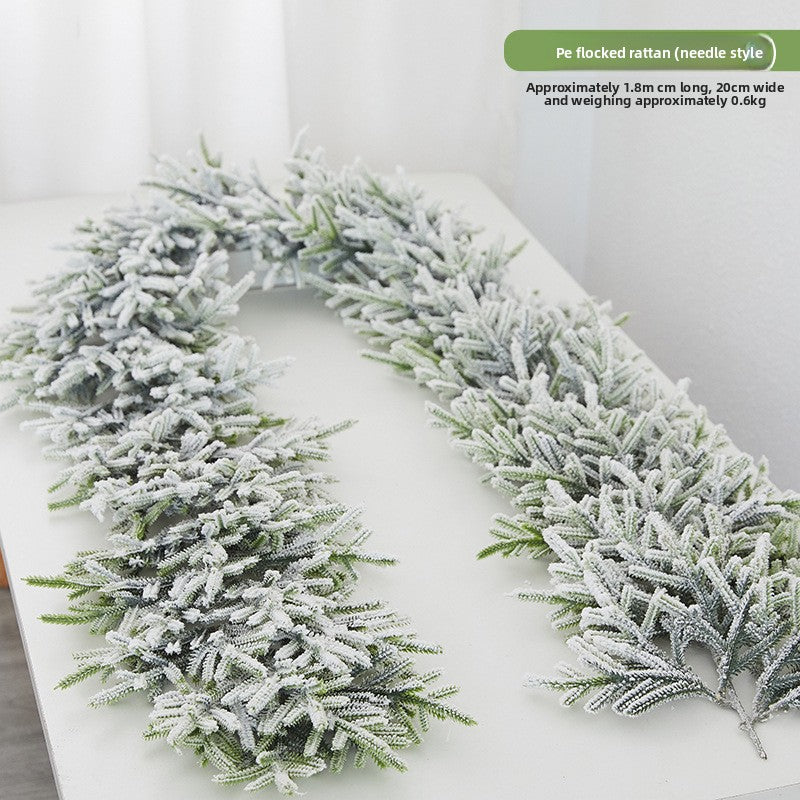 Flocked snowflake vine branches