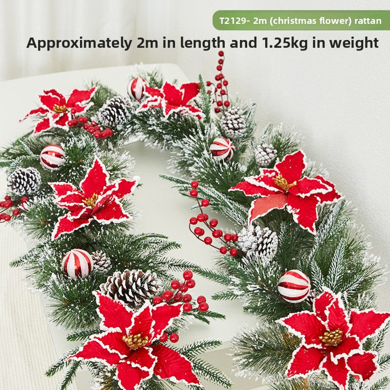 Flocked snowflake vine branches