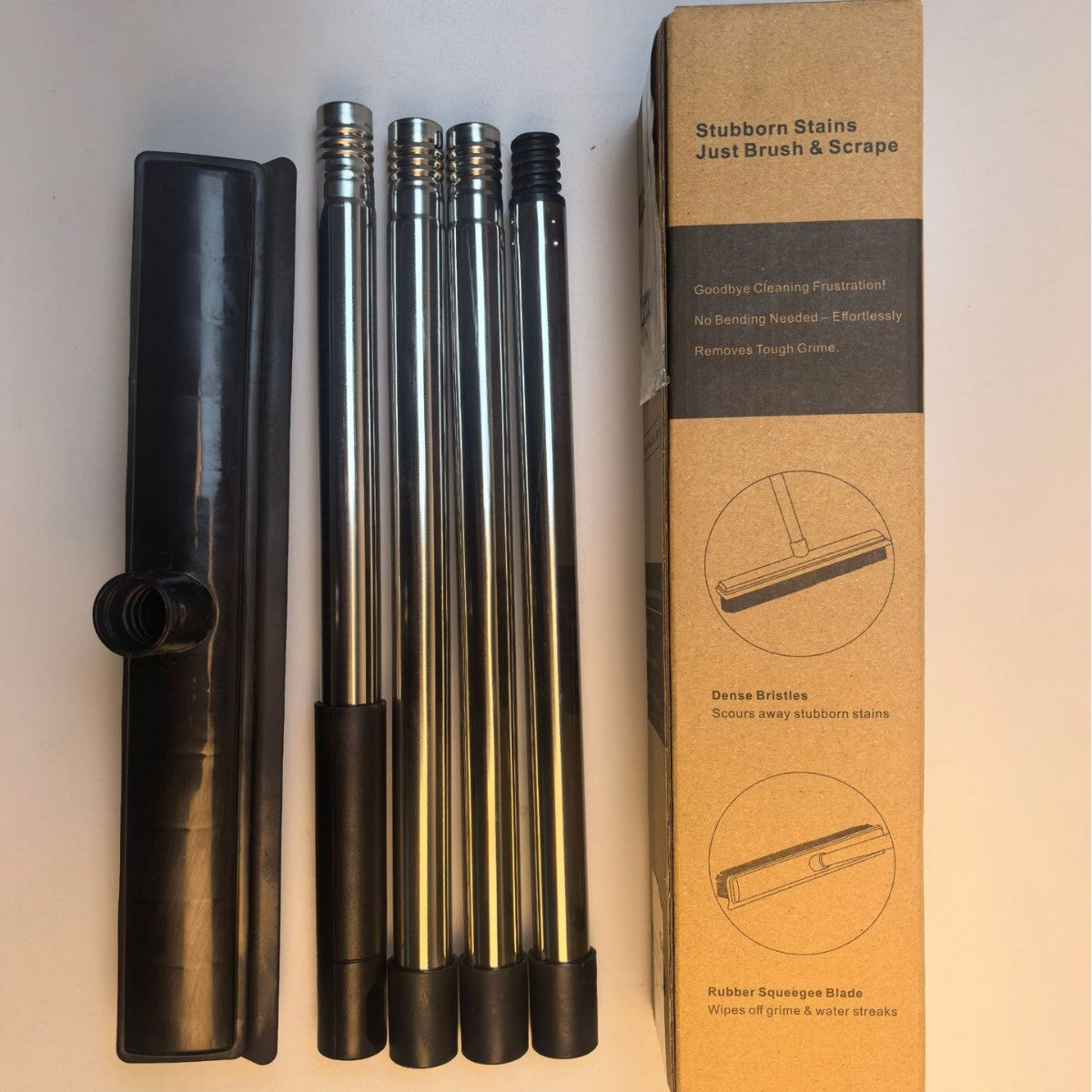 Floor cleaning squeegee with long handle