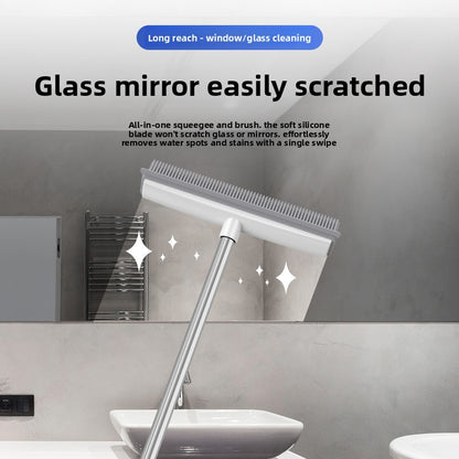 Floor cleaning squeegee with long handle