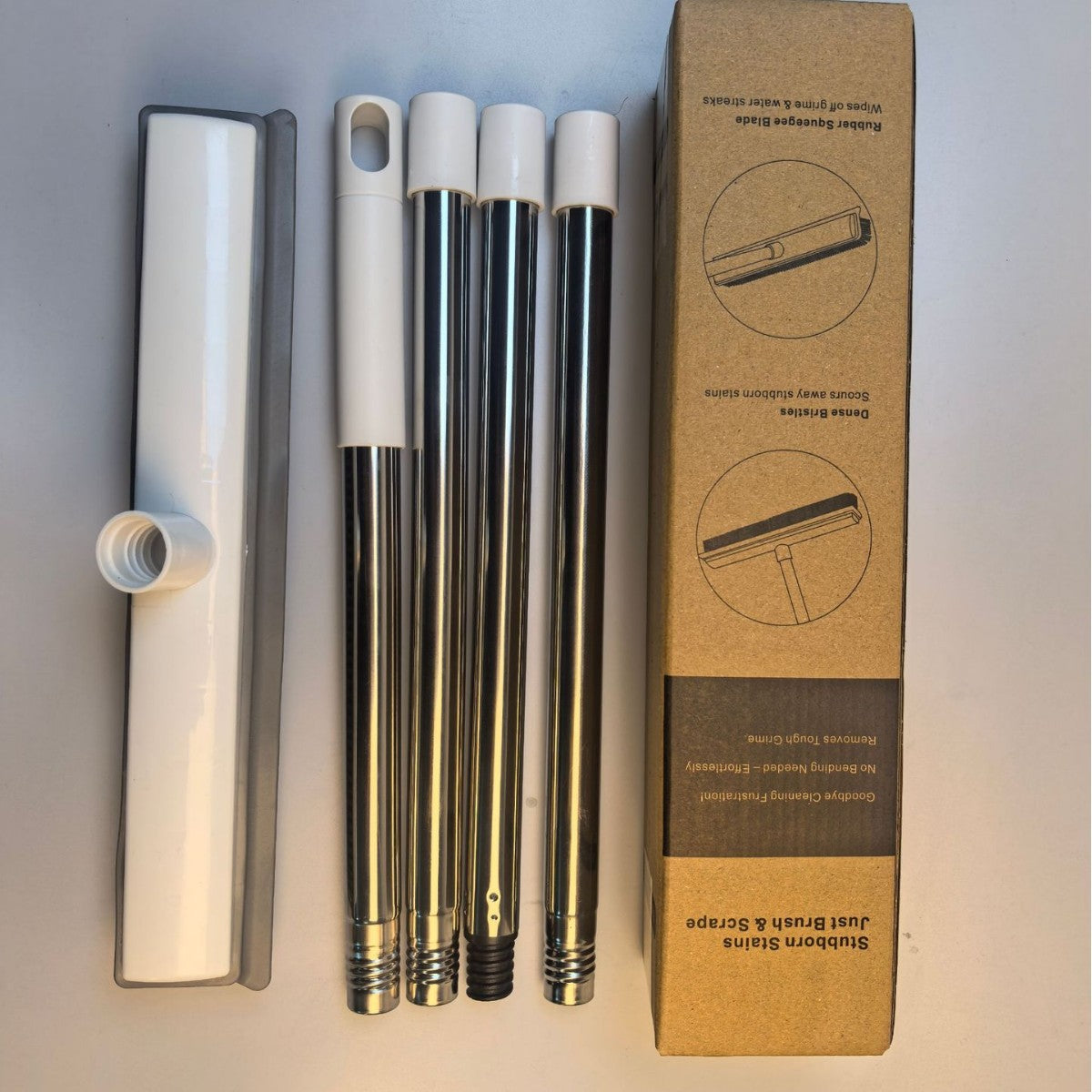 Floor cleaning squeegee with long handle