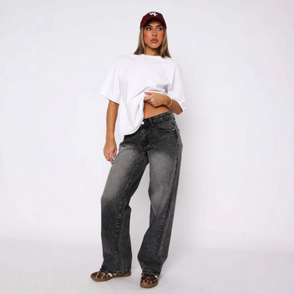 Floor-length jeans