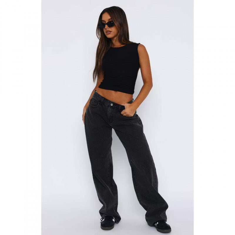 Floor-length jeans