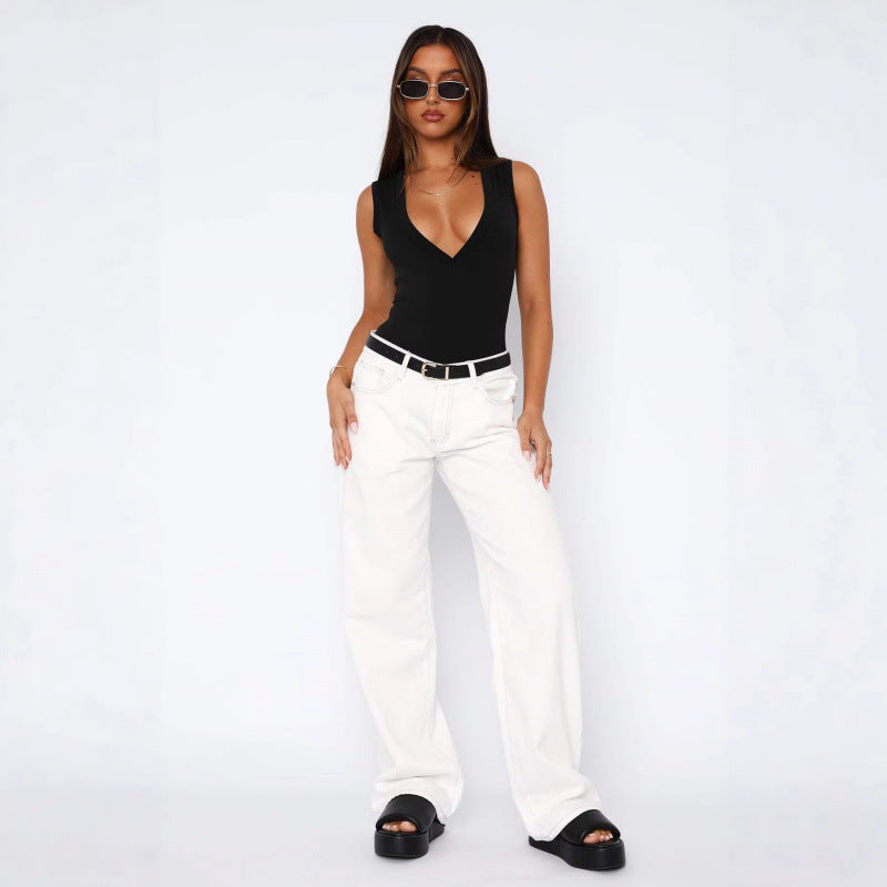 Floor-length jeans