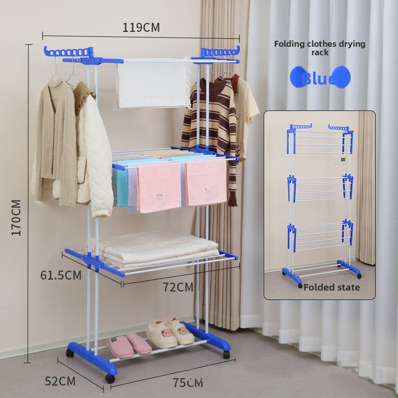 Floor-standing folding mobile clothes hanger