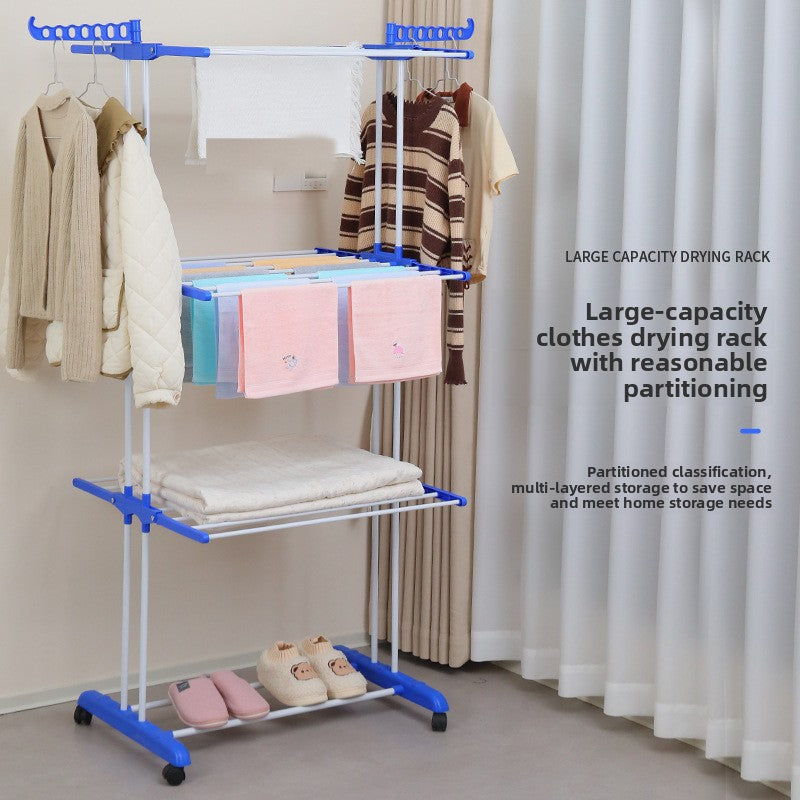 Floor-standing folding mobile clothes hanger