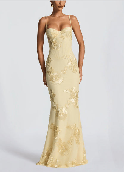 Floral Backless Bodycon Long Dress