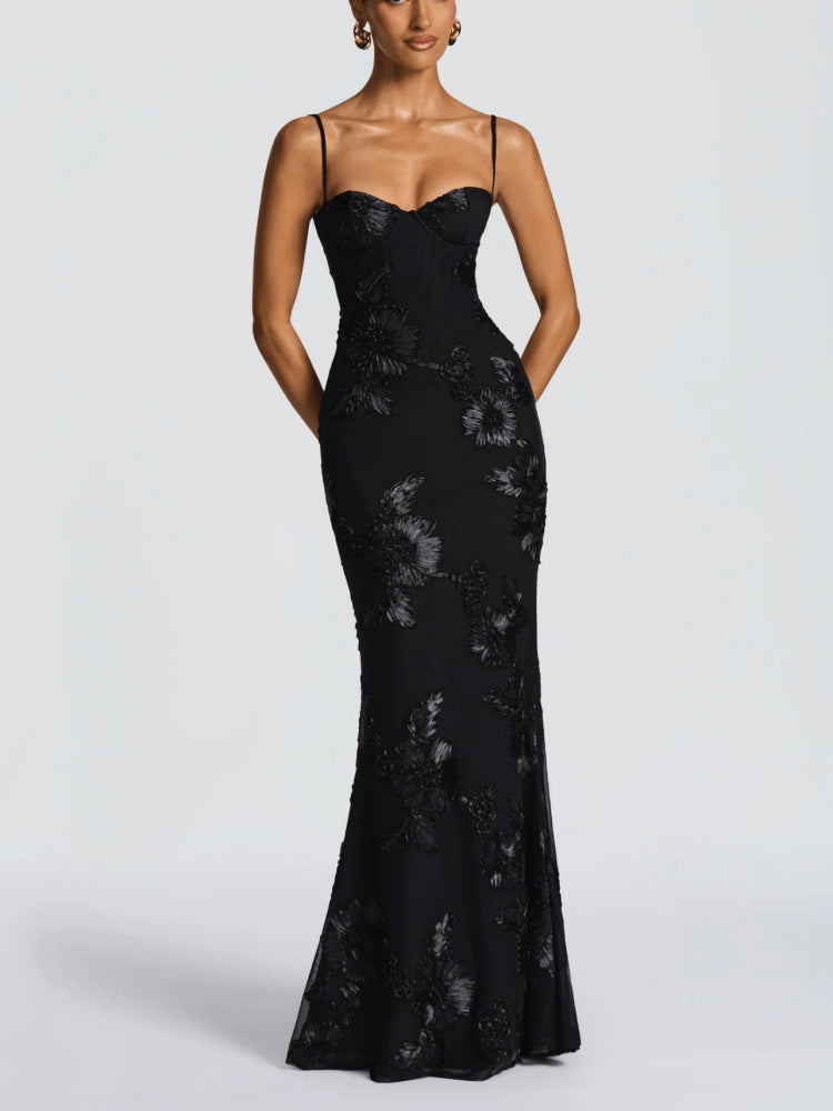 Floral Backless Bodycon Long Dress