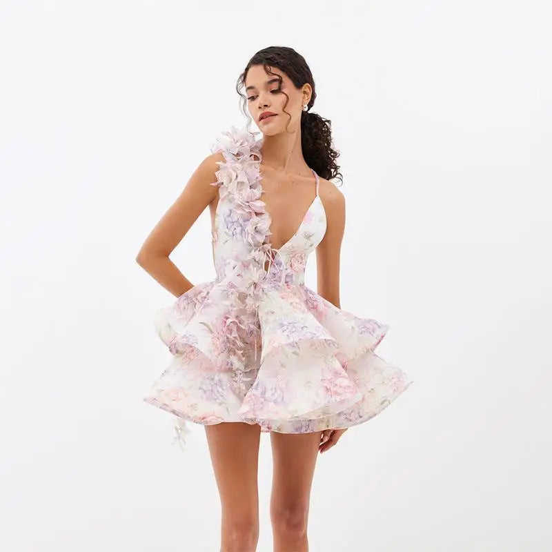 Floral Bandage Strapless Dress