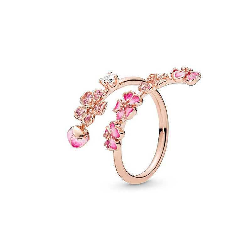 Floral Beaded Open Adjustable Rings