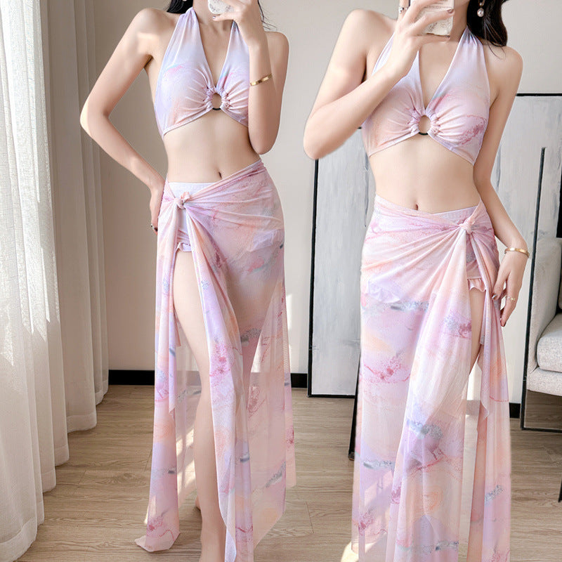 Floral Bikini Three-Piece Swimsuit