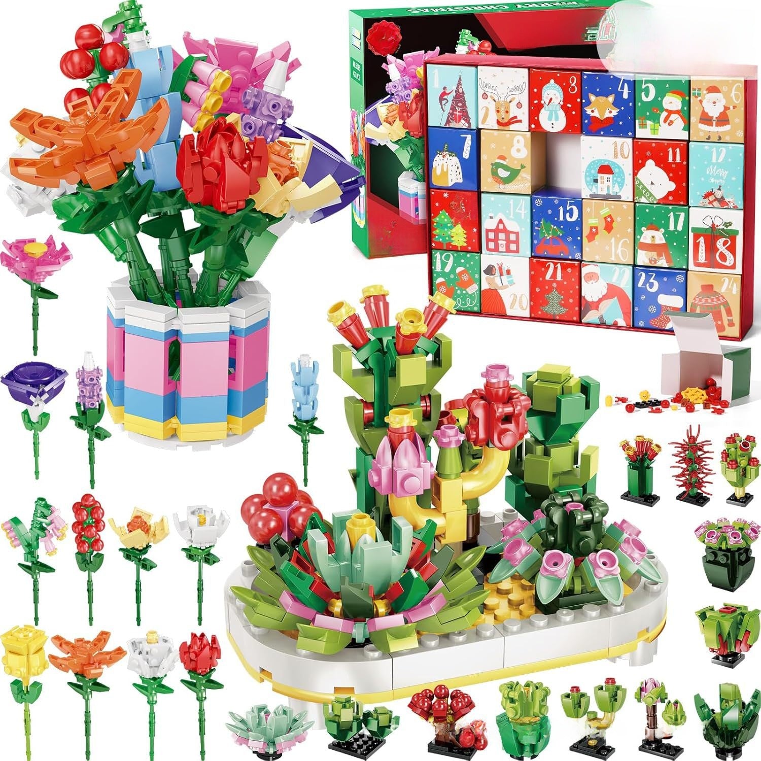 Floral bouquet building block Christmas gift box