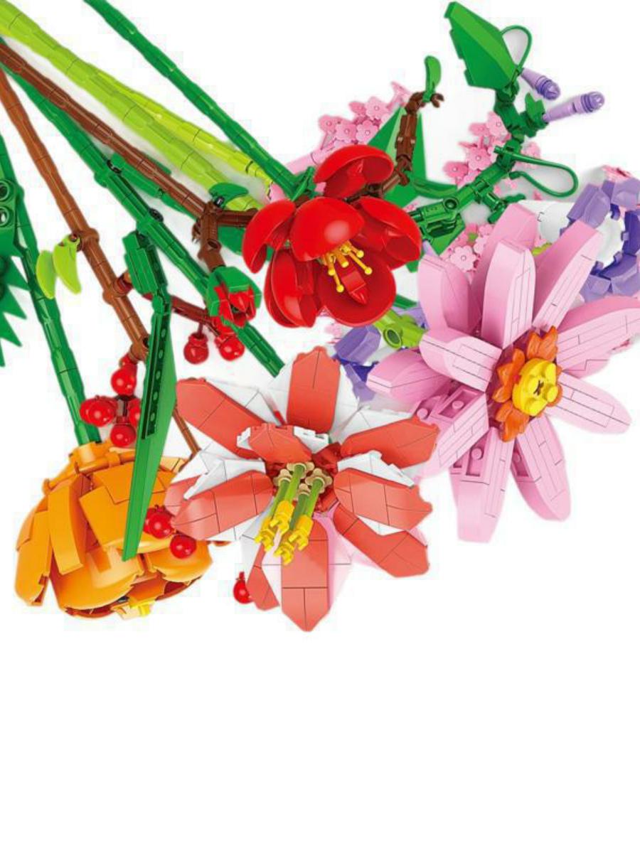 Floral bouquet building block Christmas gift box