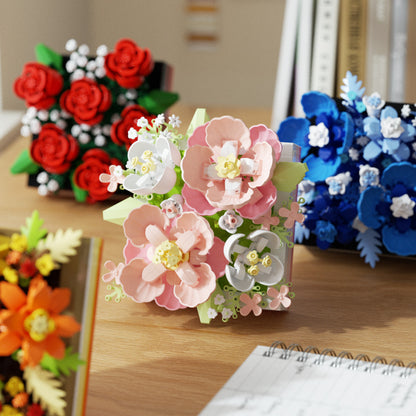 Floral bouquet building block figurine