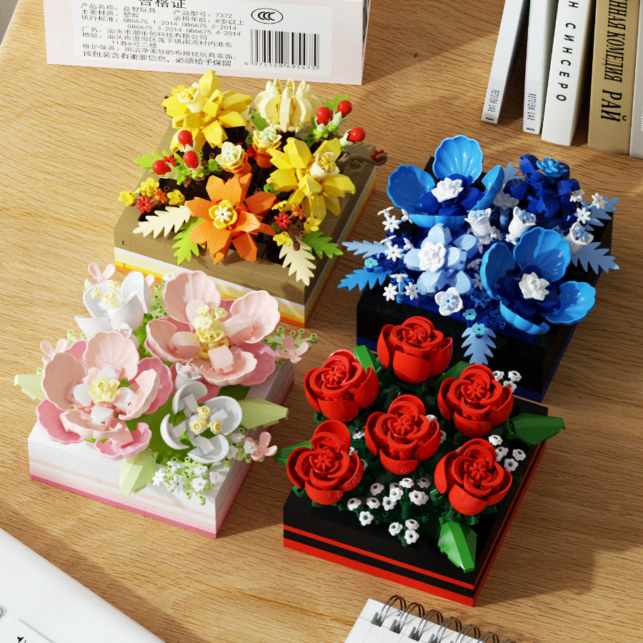 Floral bouquet building block figurine