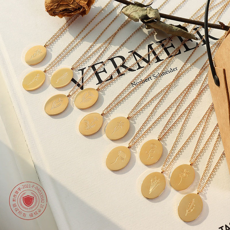 Floral Carved Titanium Steel Adjustable Necklace
