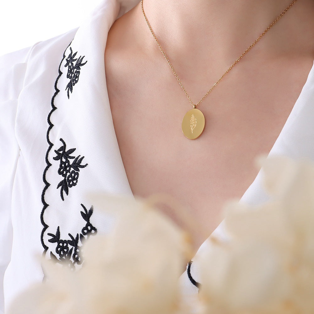 Floral Carved Titanium Steel Adjustable Necklace