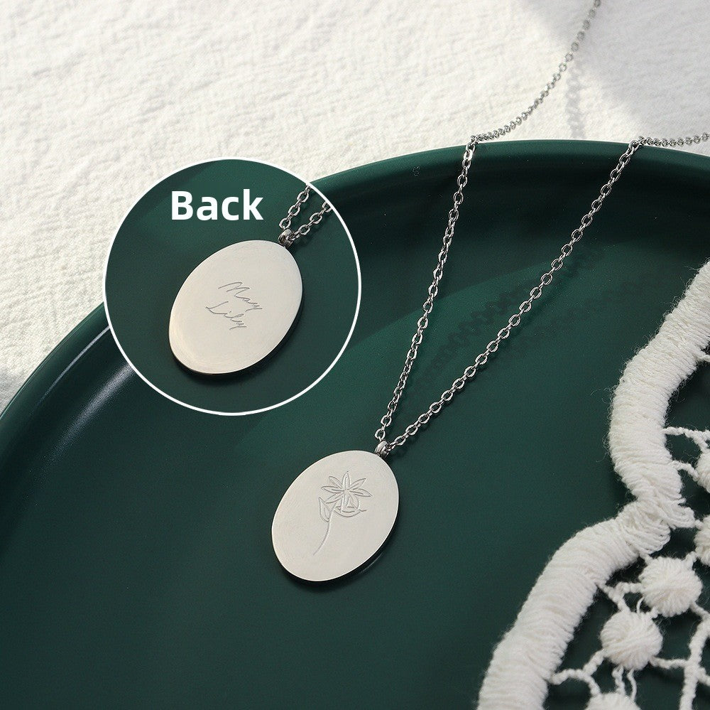 Floral Carved Titanium Steel Adjustable Necklace