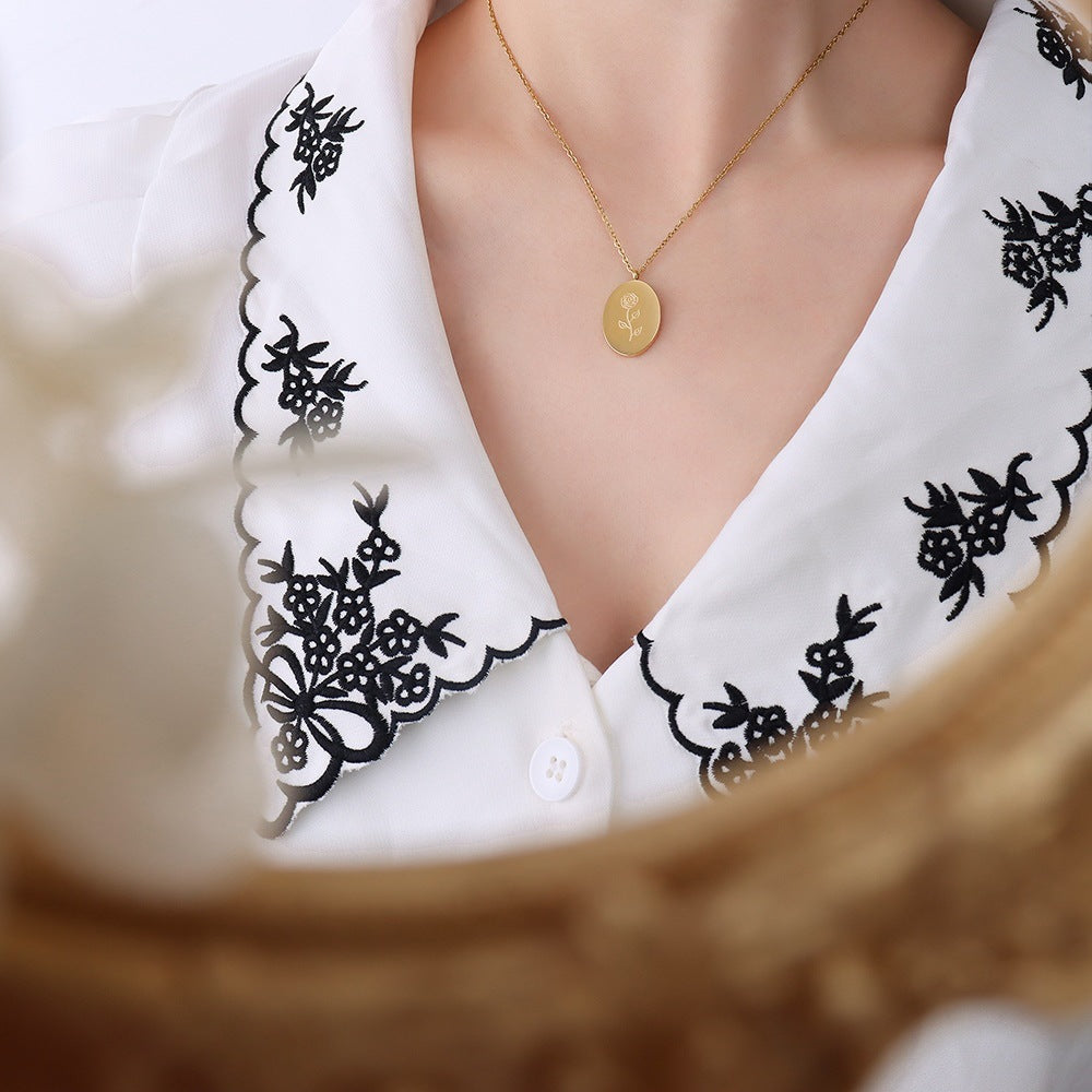 Floral Carved Titanium Steel Adjustable Necklace