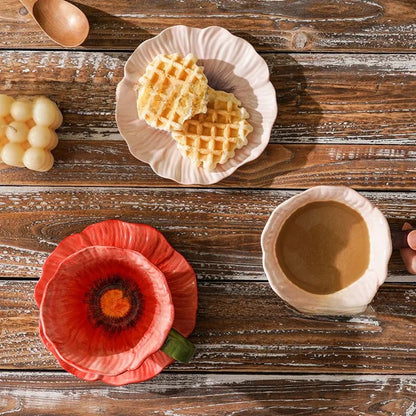 Floral Ceramic Mug with Saucer