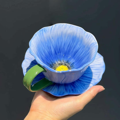 Floral Ceramic Mug with Saucer