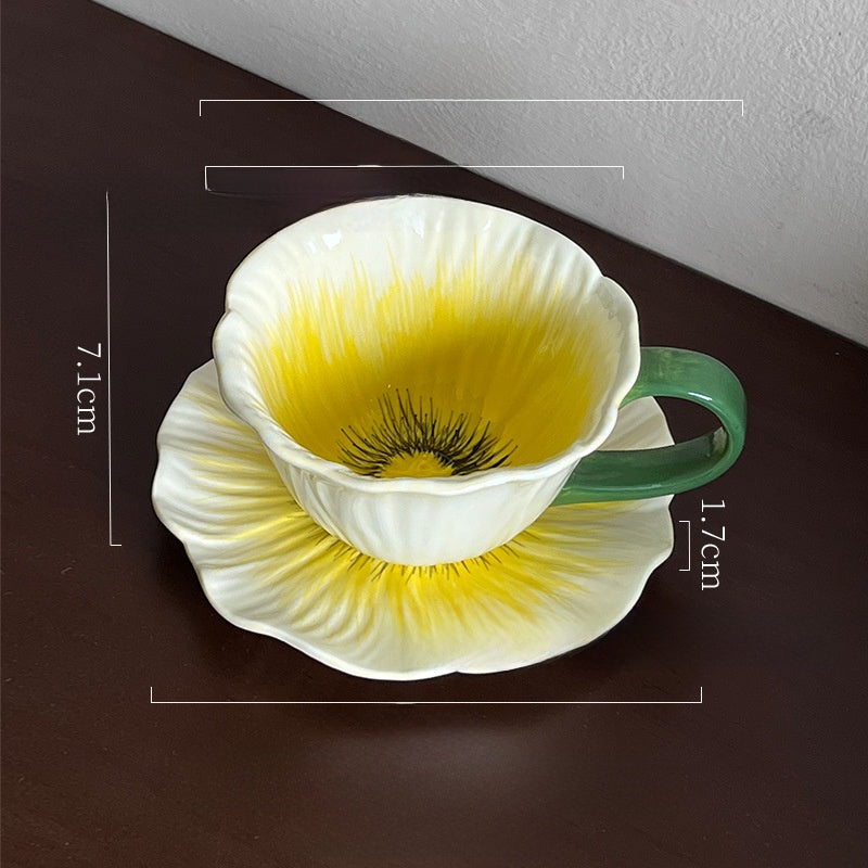 Floral Ceramic Mug with Saucer