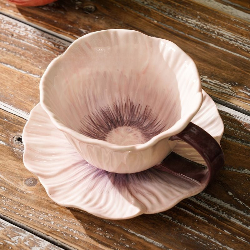 Floral Ceramic Mug with Saucer