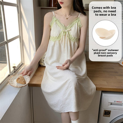 Floral cloud cotton sleeping dress with a chest cushion