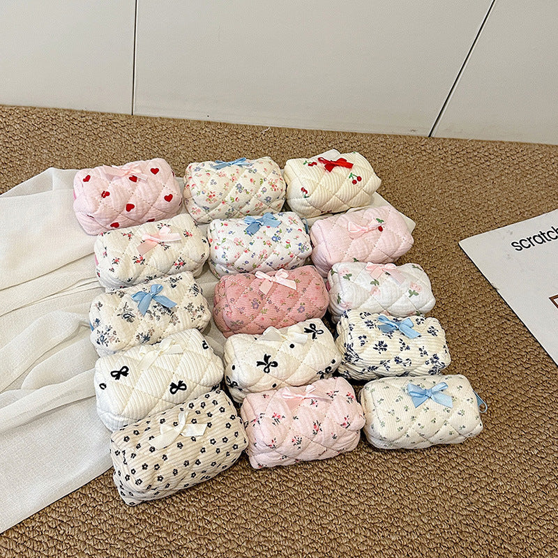 Floral Cotton Cosmetic Storage Bag