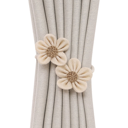 Floral curtain tieback strap bendable punch-free design