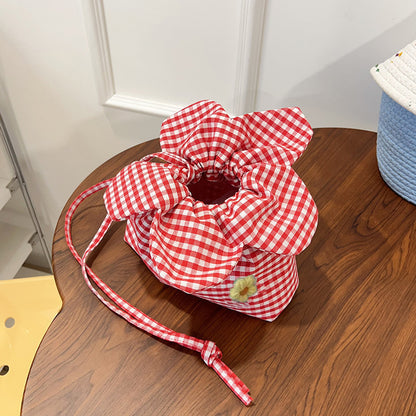 Floral Drawstring Crossbody Bucket Bag