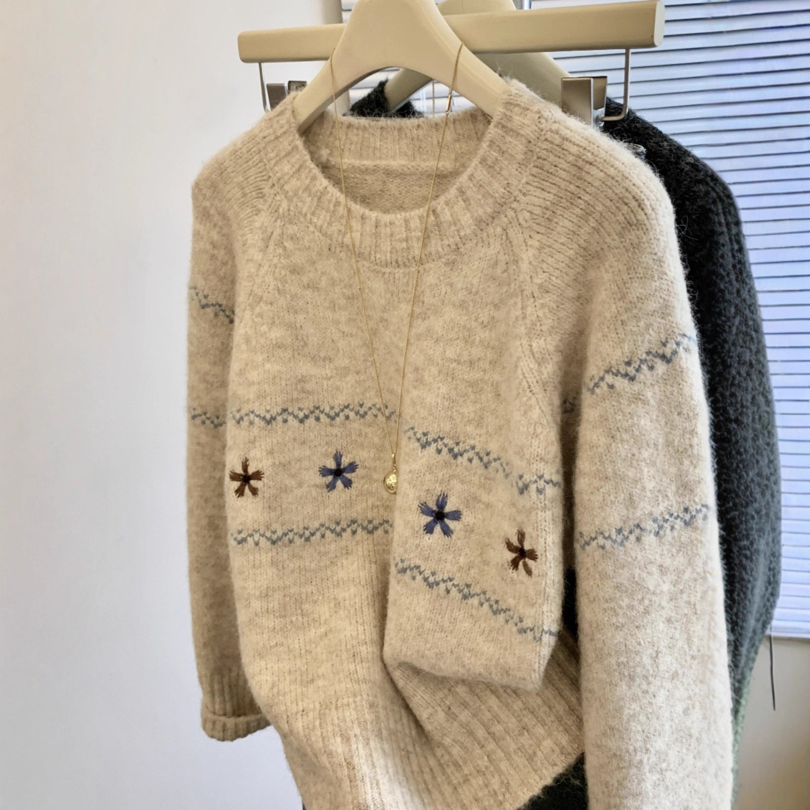 Floral Embroidered Knit Sweater