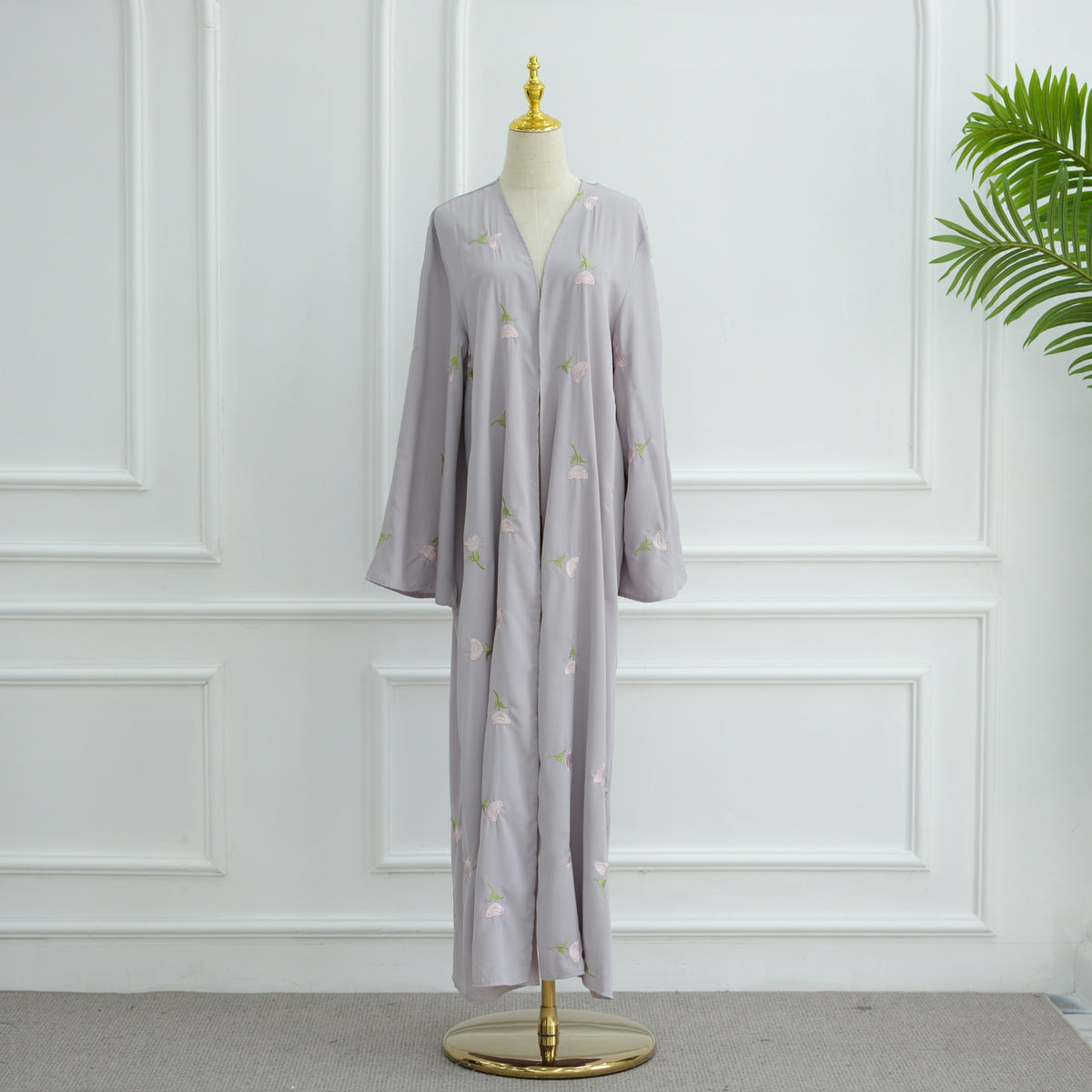 Floral Embroidered Open Front Cardigan