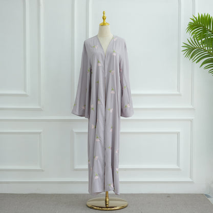 Floral Embroidered Open Front Cardigan