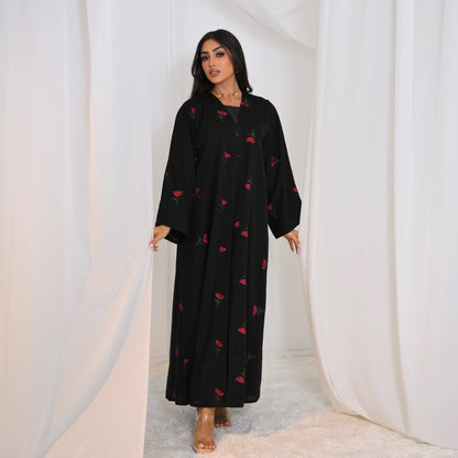 Floral Embroidered Open Front Cardigan