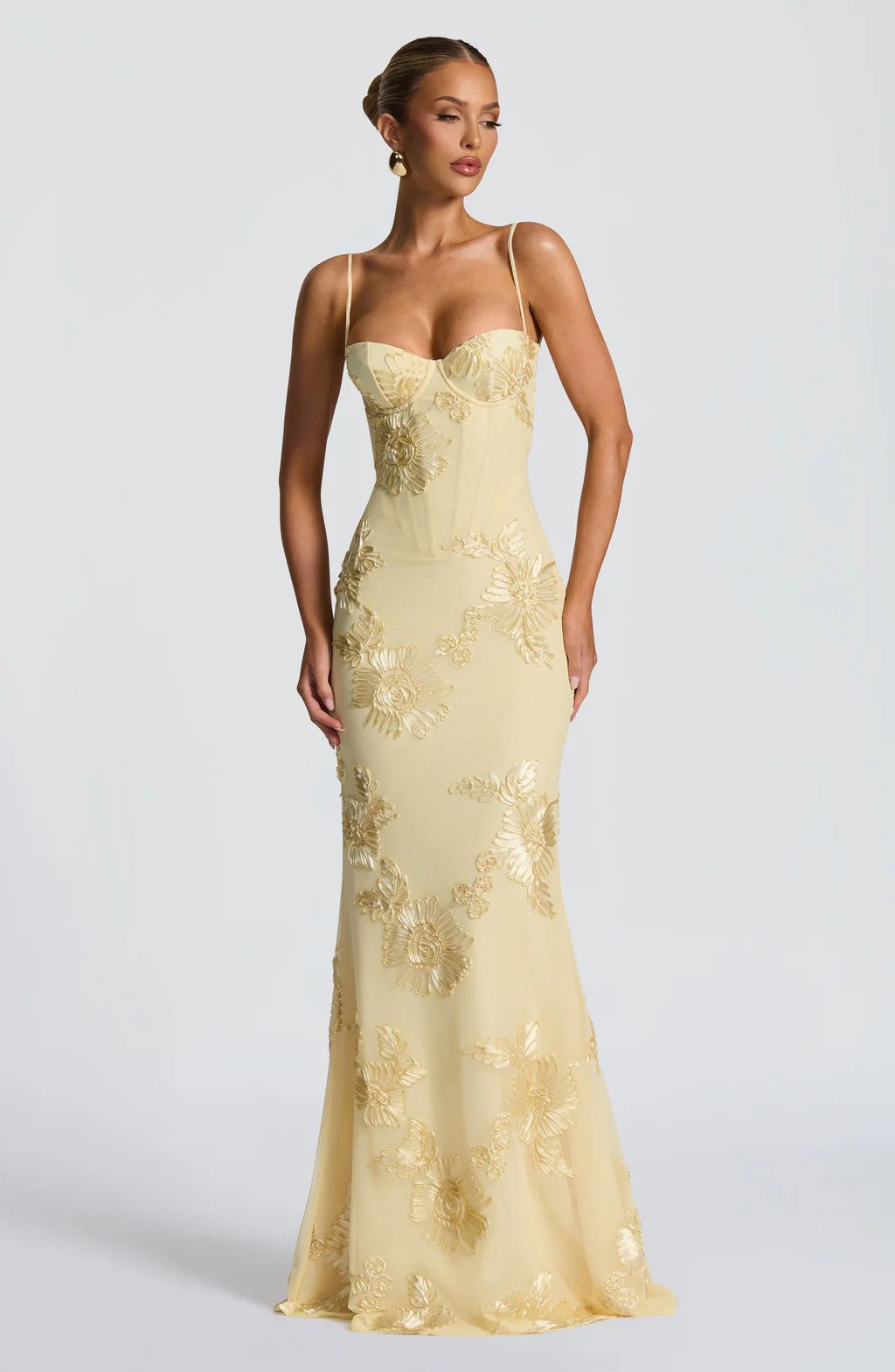 Floral Evening Dress with Backless Design