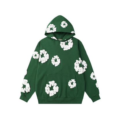 Floral Foam Print Hooded Sweatshirt and Pants Set