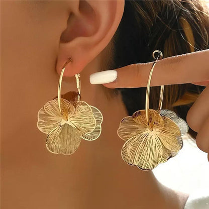 Floral Geometric Hoop Earrings