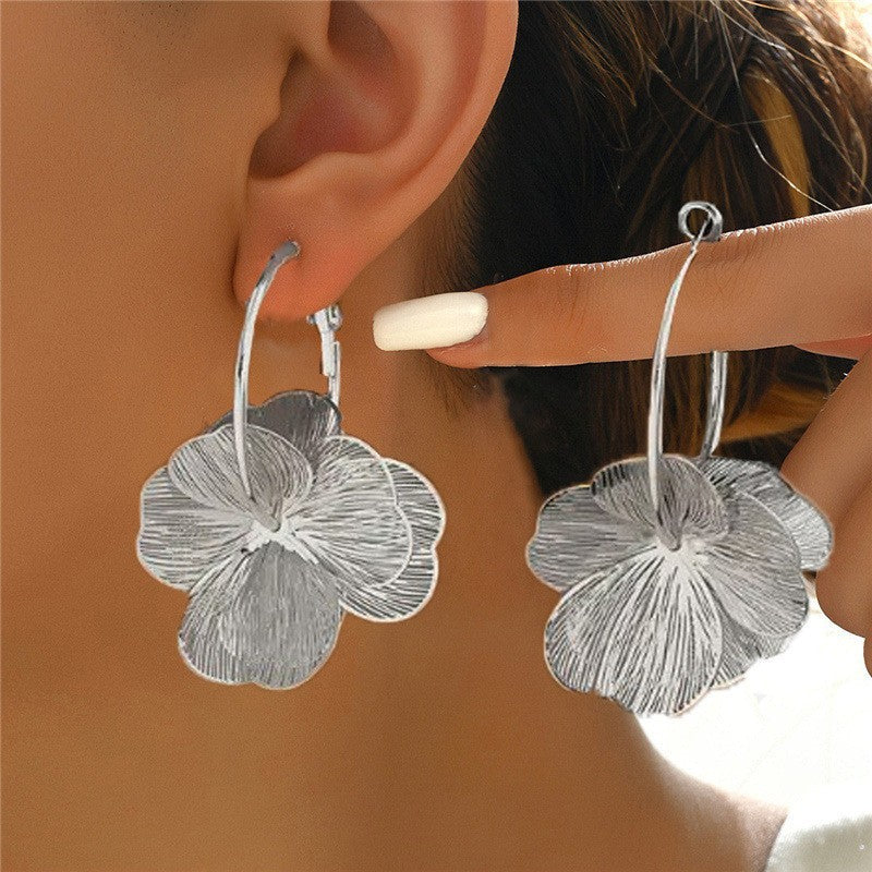 Floral Geometric Hoop Earrings